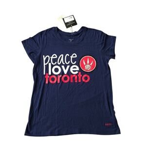 Peace Love World Toronto Raptors NBA Team Crew Neck Shirt Blue XSMALL